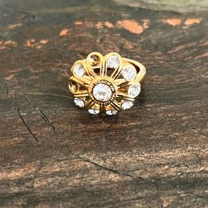 COACH Crystal Gold Flower Ring Size 6